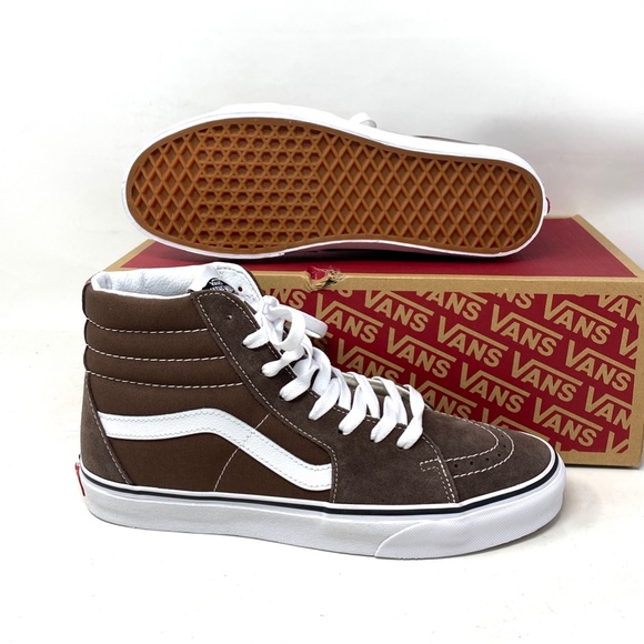 VANS Sk8-Hi Casual Shoe Suede Canvas Skate Sneaker Brown White Women VN0A5JMJ8EE - Picture 5 of 10